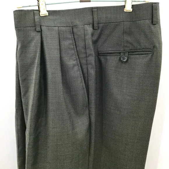 Mens Jones New York Suit 40R Pants 35/28.5 Wool Cashmere Blend Green Houndstooth - Picture 14 of 16